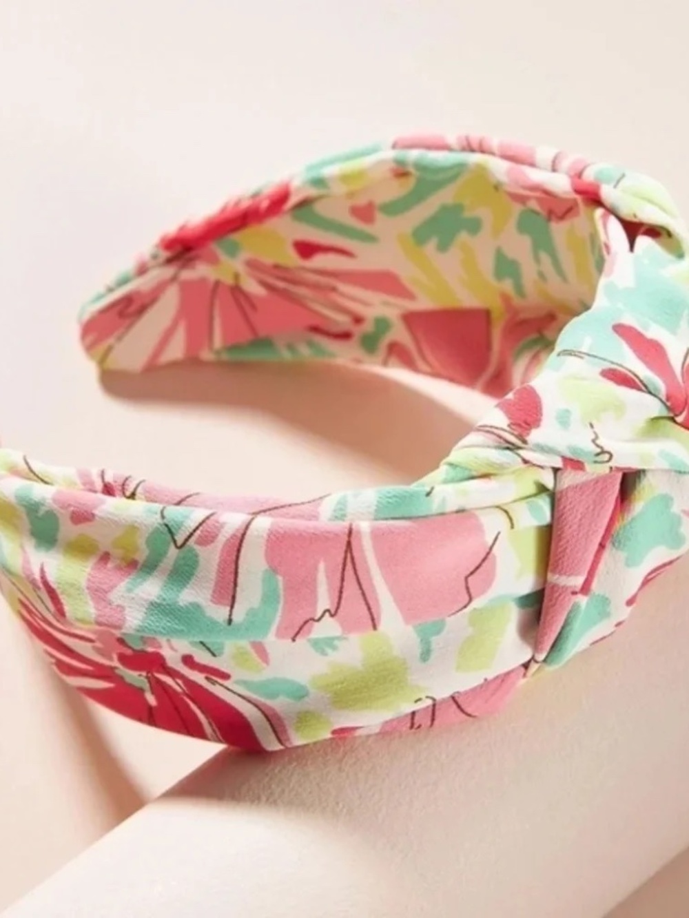 NWT Anthropologie Alana Floral Knot Headband Pink Green Blue